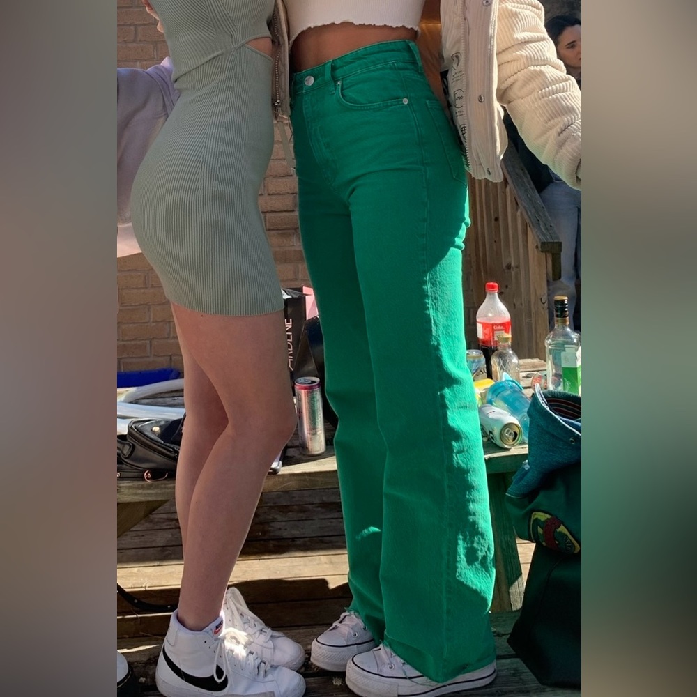 Green Zara Straight leg jeans!